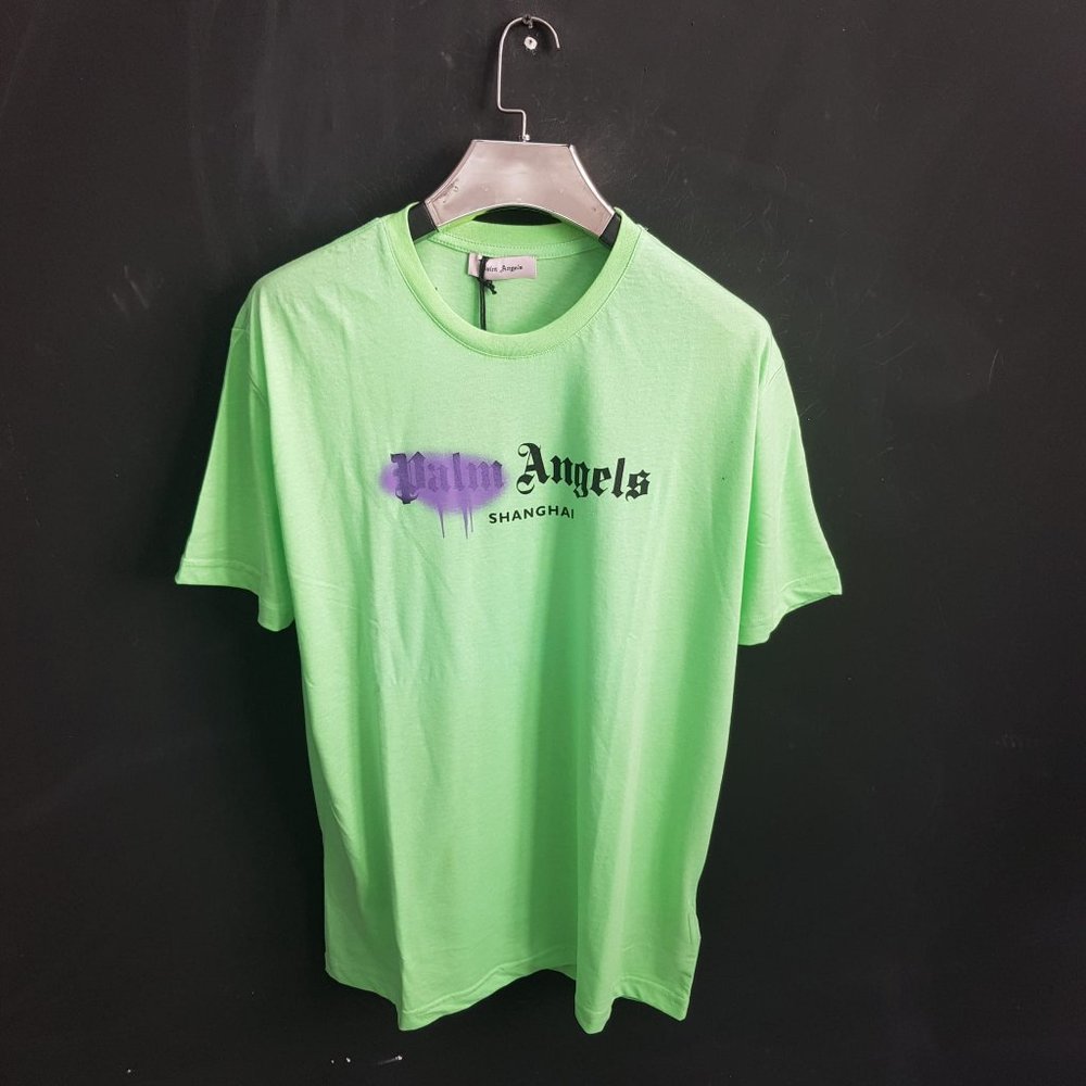 Palm Angels Logo Printed Neon Green Tee